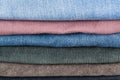 Stack of different denims close up Royalty Free Stock Photo