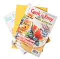 Stack of magazines on white background, top view Royalty Free Stock Photo