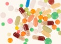 Heap of pills isolated on the white background