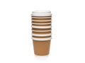 Stack of disposable coffee cups isolated on white background Royalty Free Stock Photo