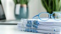 The stack of documents.AI generated image Royalty Free Stock Photo