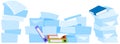 Stack of documents and assignments on folder. Paper sheets with tasks for doing paperwork Royalty Free Stock Photo
