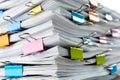 Stack of documents with binder clips as background Royalty Free Stock Photo