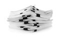 Stack of documents with black paper clips on white Royalty Free Stock Photo