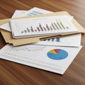 The documents are partially organized within a beige file folder Royalty Free Stock Photo