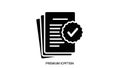 Stack of Documents with Checkmark Badge Icon and Text on White Background paper file Royalty Free Stock Photo