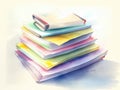 A stack of documents with a colorful highlighter marking out important information necessary for efficient workflow.. AI