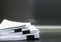 Stack documents or files on black background. Royalty Free Stock Photo