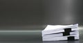 Stack documents or files on black background. Royalty Free Stock Photo