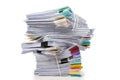 Stack of Documents isolated on white background. Documents pile Royalty Free Stock Photo