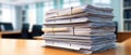 Stack Of Documents On Office Desk Digitally Created Image