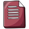 Stack of Documents or Paper Sheets with Text Lines Drawing Sketch Maroon Illustration Royalty Free Stock Photo