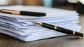 Stack of Papers and Pens Royalty Free Stock Photo