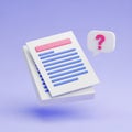 Stack of Documents with Pink Highlight and Question Mark Speech Bubble Royalty Free Stock Photo