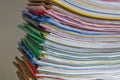 Stack of documents placed on a business desk in a business office. Stack or cabinet of document files in the office, business, Royalty Free Stock Photo
