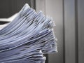 The stack of documents placed on the desk Royalty Free Stock Photo