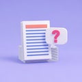 Stack of Documents with a Question Mark Speech Bubble on a Purple Background paper file Royalty Free Stock Photo