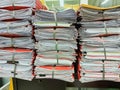 Stack of Documents Tied Together with Rubber Bands Royalty Free Stock Photo