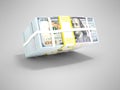 Stack of dolars isolated from height 3d render not gray background with shadow