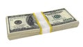 Stack of 100 Dollars banknote bill USA money banknote on a white background. Royalty Free Stock Photo