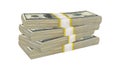 Stack of 100 Dollars banknote bill USA money banknote on a white background. Royalty Free Stock Photo