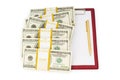 Stack of dollars and blank Royalty Free Stock Photo