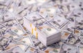Stack of dollars and cash with a money background. US dollars currency and banknotes. Pile of 100 USD bills. American hundred Royalty Free Stock Photo