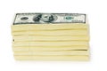 Stack of dollars isolated Royalty Free Stock Photo