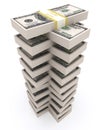 Stack of 100 dollars USA on white background. Royalty Free Stock Photo