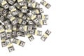 Stack of 100 dollars USA on white background. Royalty Free Stock Photo