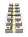 Stack of 100 dollars USA on white background. Royalty Free Stock Photo