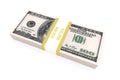 Stack of 100 dollars USA on white background. Royalty Free Stock Photo