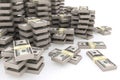 Stack of 100 dollars USA on white background. Royalty Free Stock Photo