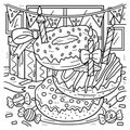 Stack of Donuts with Candle Coloring Page for Kids