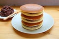 Stack of Dorayaki, Japanese Pancake Filled with Azuki Bean Paste Royalty Free Stock Photo