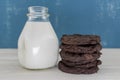 Stack of Double Chocolate Cookies with White Milk Royalty Free Stock Photo