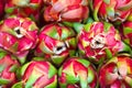 Stack of dragon fruits on a market stall Royalty Free Stock Photo