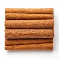 Stack of dried cinnamon sticks aromatic spice ingredient for culinary use and baking transparent background Royalty Free Stock Photo