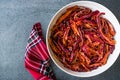 Stack of Dried Red Chili or Chilli Cayenne Pepper in Bowl Royalty Free Stock Photo