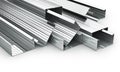 Stack of drywall metal profiles.