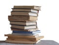 A stack of dusty books