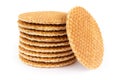 Stack of Dutch stroopwafel cookies on a white background Royalty Free Stock Photo