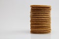 Stack of Dutch Syrup Waffels (Stroopwafels) on white Background