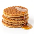 Stack of Dutch waffles stroopwafel syrup waffle isolated on transparent background Royalty Free Stock Photo