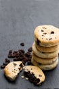 Stack of Eccles cakes on black stone background Royalty Free Stock Photo