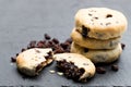 Stack of Eccles cakes on black stone background Royalty Free Stock Photo