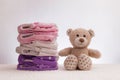 Stack of eco-friendly cloth baby diapers Royalty Free Stock Photo