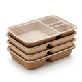 Stack of eco-friendly takeaway food containers with clear plastic lids Royalty Free Stock Photo