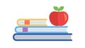 Stack of Educational Books with a Fresh Apple, vector design Generative AI Royalty Free Stock Photo