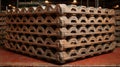Stack of Egg Cartons Made from Recycled Material in Warehouse Setting Royalty Free Stock Photo